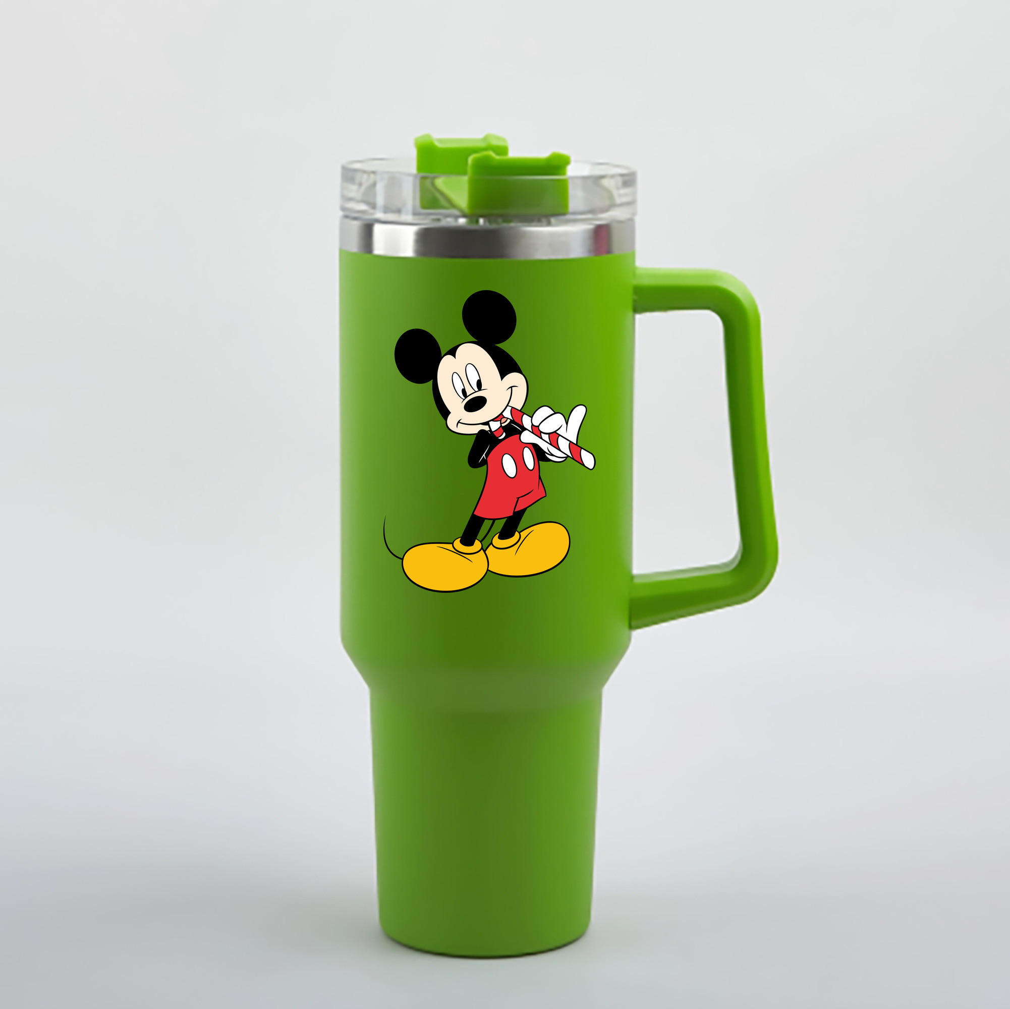 （画像用） ミッキーマウス Mickey Mouse 1200mL車用タンブラー - クリスタルステッカー（プラスチックストロー付き）